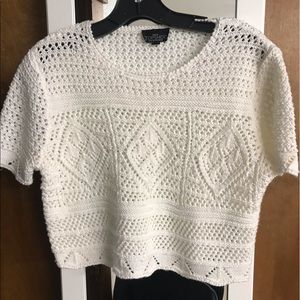 TOPSHOP knitted crop white top